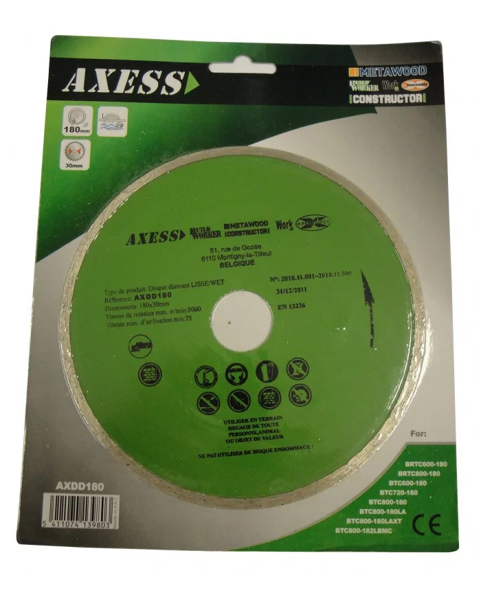 Disque diamant à eau diamètre 180mm - Axess AXESS - AXDD180 : Acce...