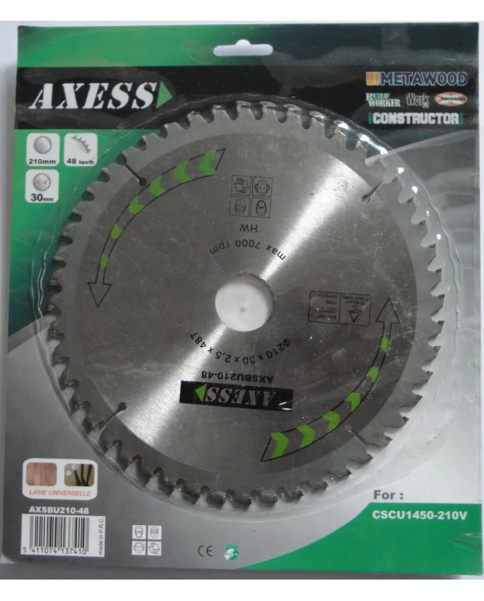 Lame universelle 210mm - 48 dents - Axess AXESS - AXSBU210-48 : Ac...