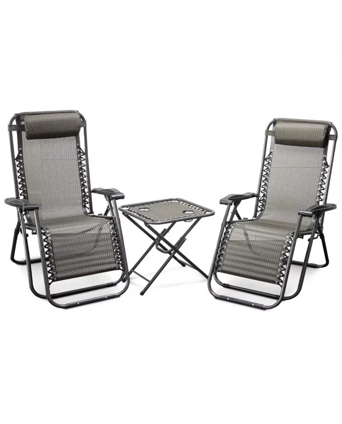 Lot de 2 chaises longues + table pliable ELEM Garden Technic - 108...