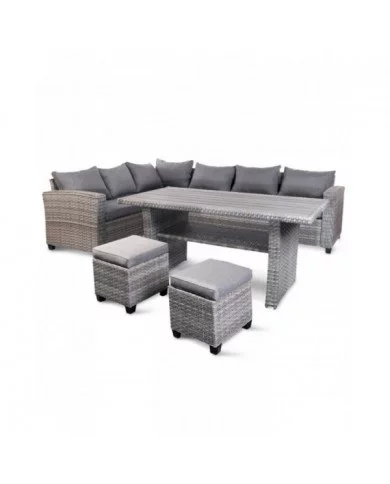 Salon de jardin polyrattan 8 places ELEM Garden Technic - TLS01 : ...