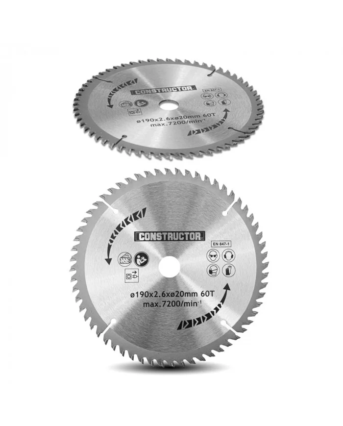 Lame 190mm - 60 dents pour scie plongeante Constructor CONSTRUCTOR ...