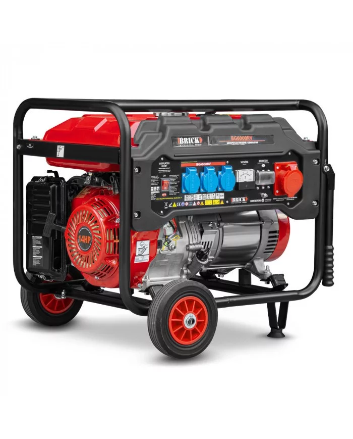 Groupe électrogène max 6000W avec roues et prise triphasée - Brick ...