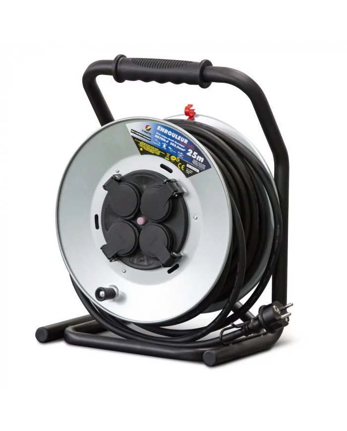 Enrouleur 4 prises-h07rn-3g2.5MM²-25M - Acier galvanisé -I-watts Pr...