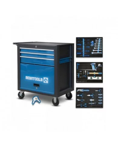 Servante d'atelier 3 tiroirs + espace de rangement + accessoires - ...