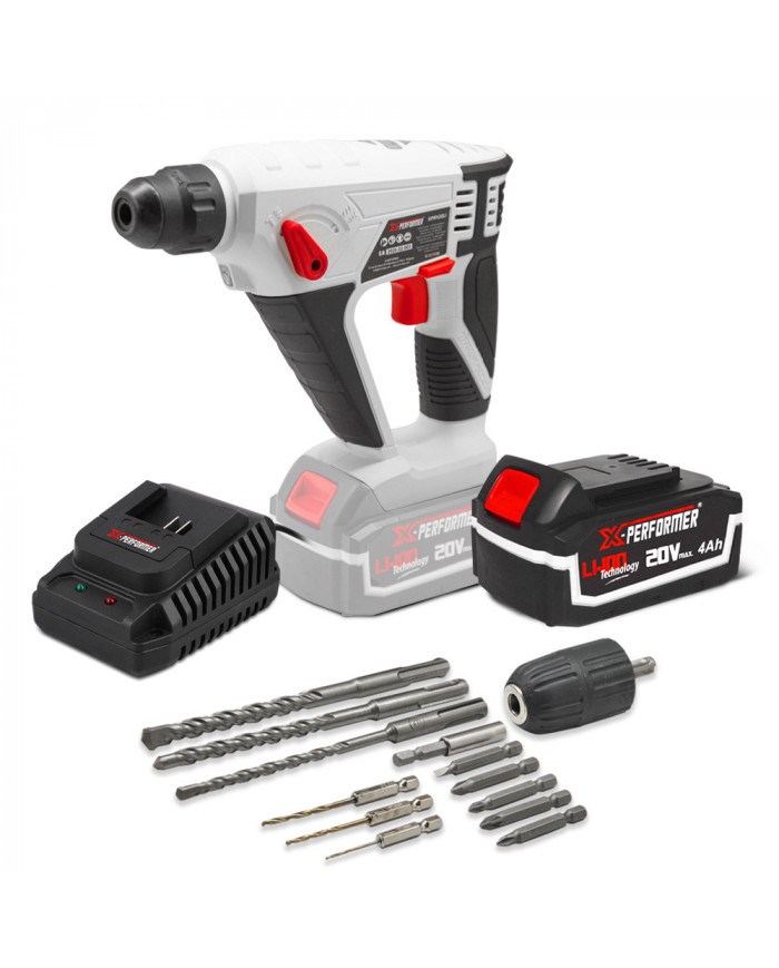 Marteau perforateur sans fil 20V avec batterie 4Ah X-Performer. X-...