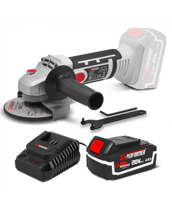 Meuleuse d'angle sans fil 20V - 115mm avec batterie 4Ah - X-Perform...