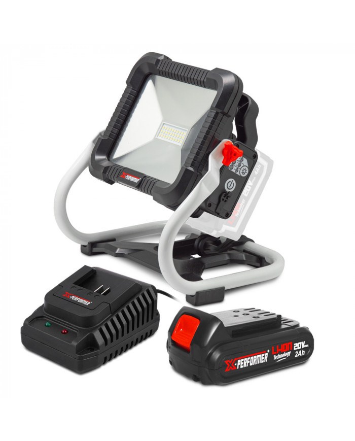 Projecteur de chantier rechargeable 20V avec batterie 2Ah - X Perfo...
