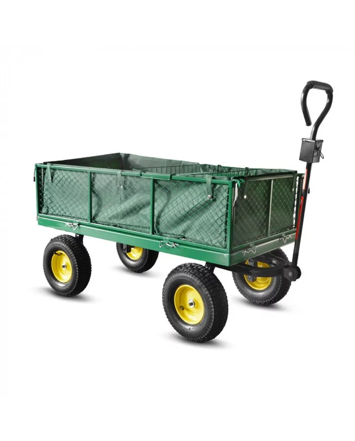 Chariot de jardin en acier avec bâche amovible 138x62x68CM ELEM Gar...