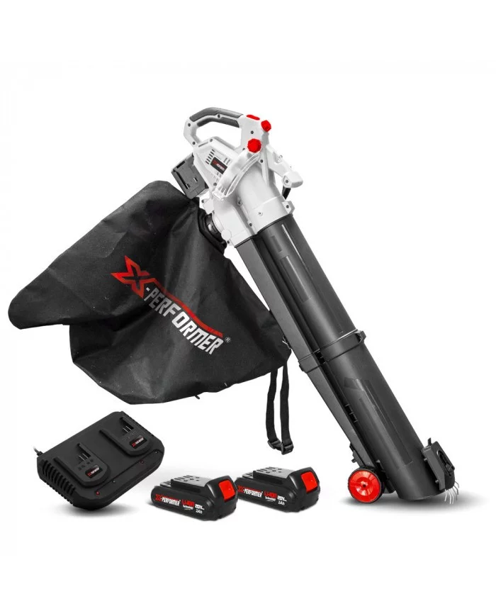 Aspirateur souffleur broyeur rechargeable 2x20V avec batteries 2Ah ...