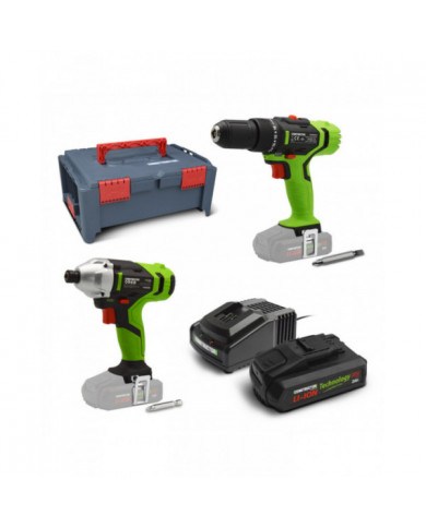 Kit 2 machines sans fil 20V(visseuse à chocs et visseuse percussion...