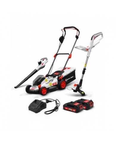 Kit 3 machines rechargeables 20V max + 2 batteries ELEM Garden Tech...