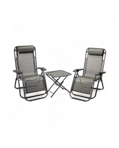 Lot de 2 chaises longues + table pliable ELEM Garden Technic -  108...