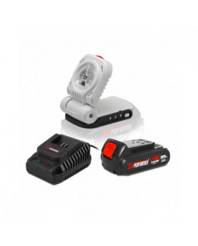 Lampe de chantier 20V max avec batterie 2Ah - X PERFORMER X-PERFORM...